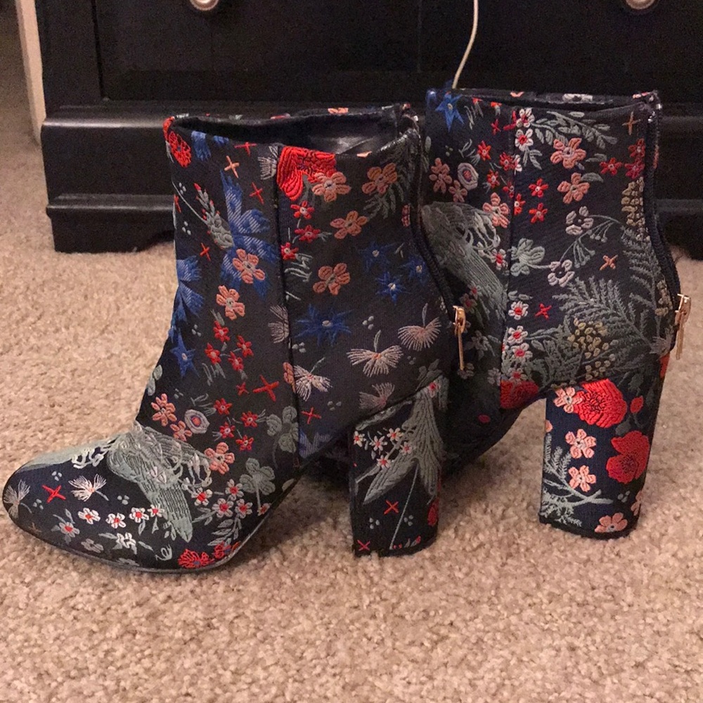 Satin Embroidered Booties